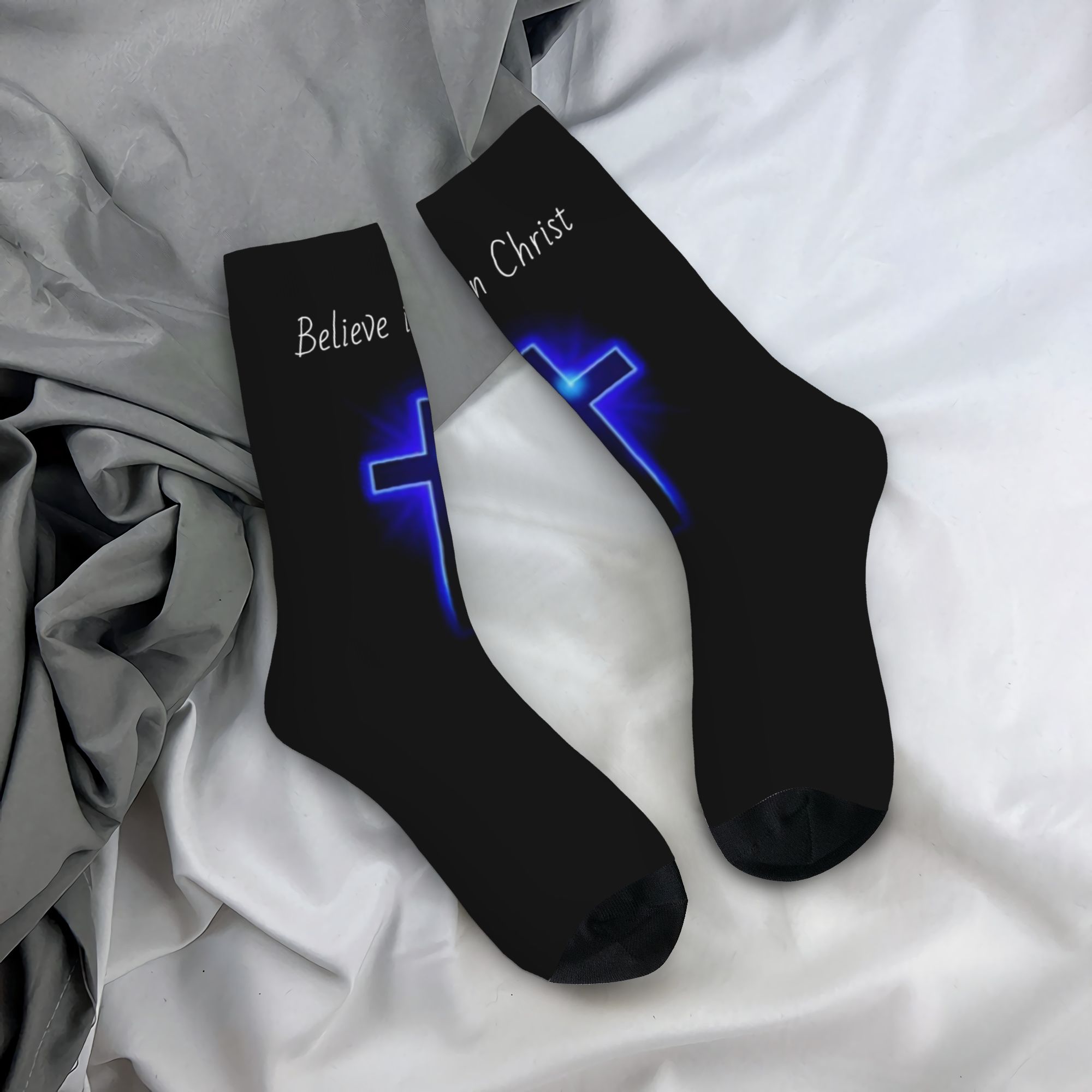 Dress Sock Men - Chaussettes personnalisées « Believe Jesus Christ